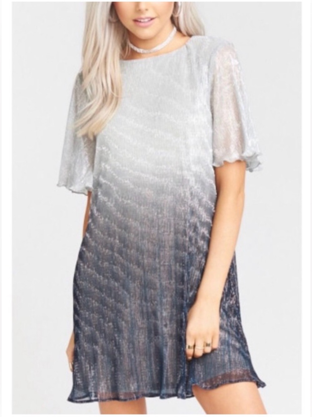 Show Me Your Mumu Silver to Navy Ombre Mini Dress